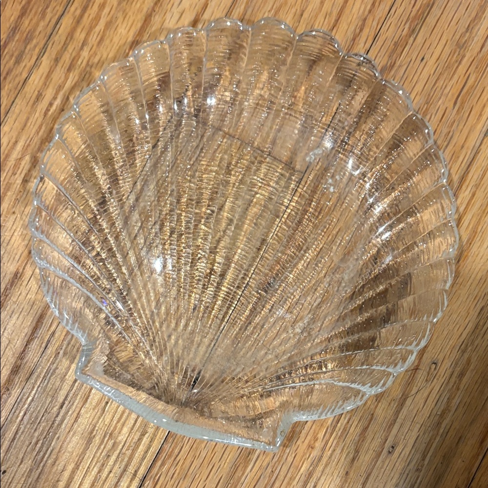 Unbranded Shell Trinket Dish OS Clear Excellent Glass Scalloped‎ Coastal Decor